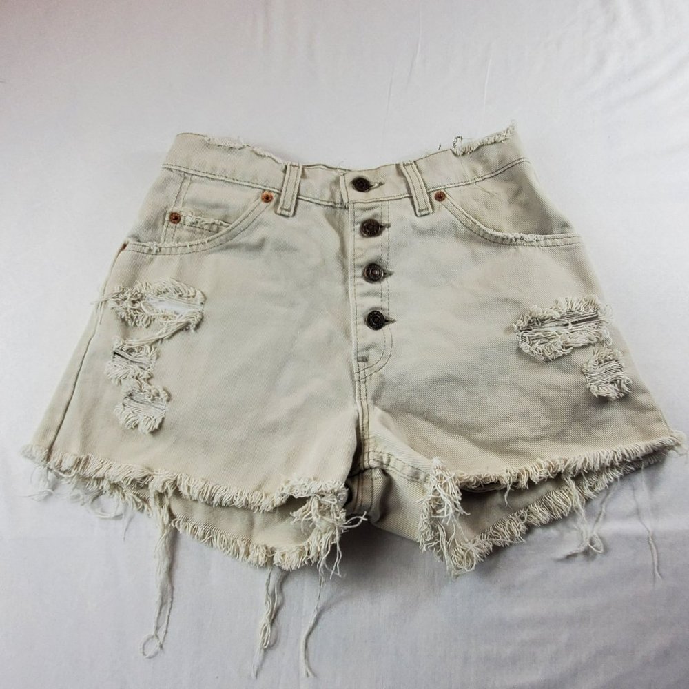 Vintage Levi's White Tab High Rise Button Fly Shorts Juniors Size 5 Cut Off